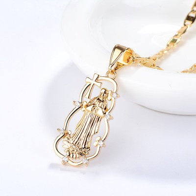 Jewelry Suppliers Chic Pendants Wholesale| Cross God Mother's Christian Jewelry Religious Pendant Gold| 18k Gold AAA Cubic Zirconia Medal Charms