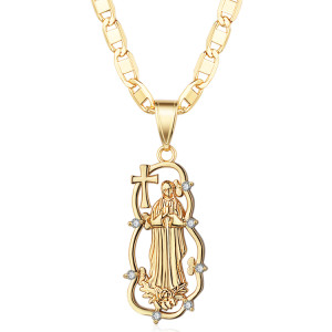 Jewelry Suppliers Chic Pendants Wholesale| Cross God Mother's Christian Jewelry Religious Pendant Gold| 18k Gold AAA Cubic Zirconia Medal Charms