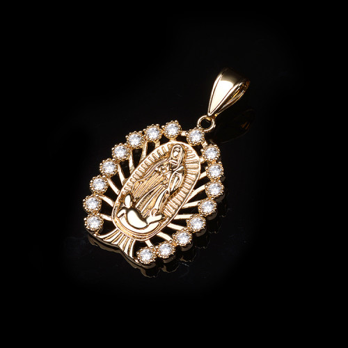 Wholesale Bulk Pendants| Halo God Mother Maria Jewelry for Christian Faith Religious Pendants| 18k Gold Plated AAA Cubic Zircon
