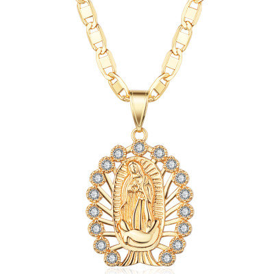 Colgantes a granel al por mayor| Halo God Mother Maria Jewelry para colgantes religiosos de fe cristiana | Circón cúbico AAA chapado en oro de 18 k