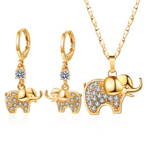 2023 Venta al por mayor Inolvidable | Joyería HD de elefante chapada en oro de 18 quilates | Conjuntos de collar de aretes para mujer | Hecho en china