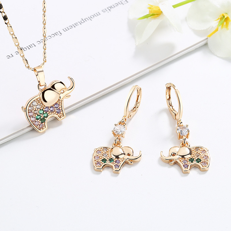 multicolor elephant jewelry set