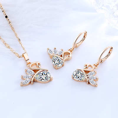 Wholesale 18K Gold Plated | Christmas American Diamond Natural Stone | Fashion Swan Women Earring Jewelry Jewelry Sets In HD