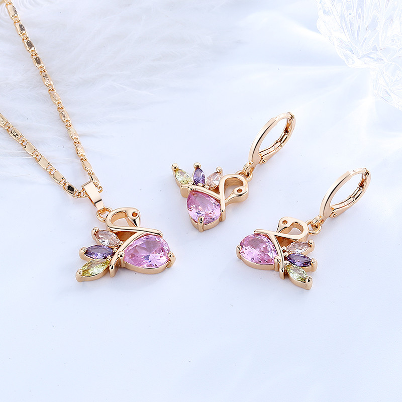 swan necklace and earring set