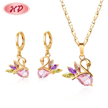 Wholesale 18K Gold Plated | Christmas American Diamond Natural Stone | Fashion Swan Women Earring Jewelry Jewelry Sets In HD
