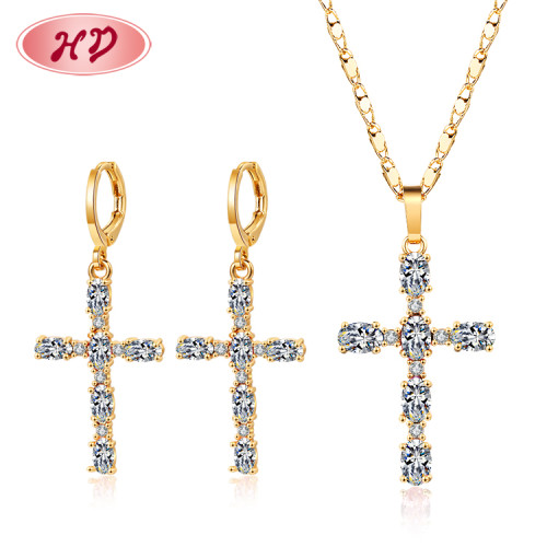 2023 diseños de moda al por mayor | Cristales Oro 18k Poste AAA CZ | Conjuntos de aretes de joyería para mujer Colgante para mujer