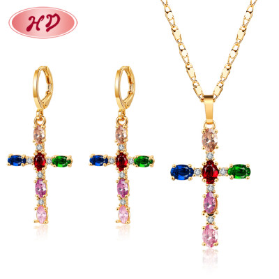2023 Wholesale Fashion Designs | Crystals 18k Gold Post AAA CZ | Ladies Jewelry Earrings Sets Pendent For Women