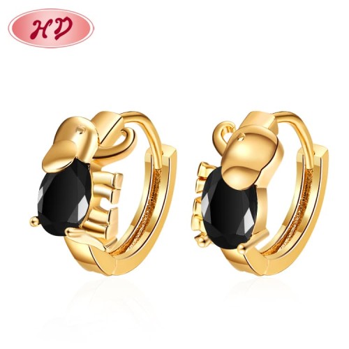 Shop Jewelry Factory| Lovely Small Elephant Zoo Collection New Trending Huggie Earrings for Cute Ladies| Brass Jewelry plated in 18k Gold & AAA Red White Black Cubic Zirconia