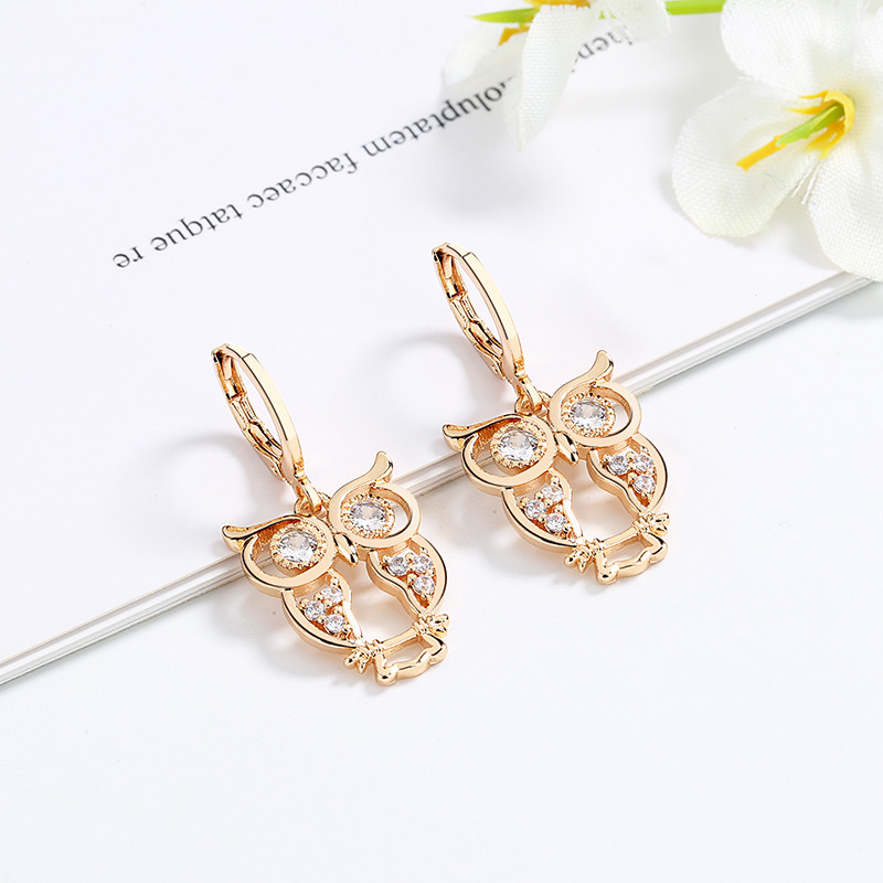 Owl Dangle Huggie Earrings