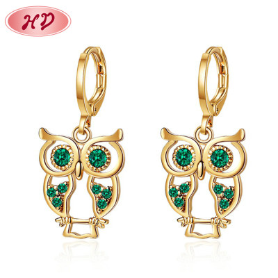 Shop Jewelry Factory| Owl Animal Collection Dangle Drop Earrings Lobe Piercing | 18k Gold Electroplated AAA CZ Jewelry Wholesale