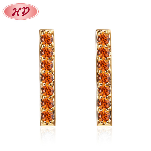 Amazon Best Selling Earrings Wholesale By the Dozen| Sideways Bar Clear Red Cubic Zirconia Elegant Classic Ear Tops| 18k Gold Electroplated AAA CZ Earrings for Women