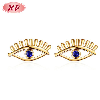 Amazon Fashion Jewelry Supplier| Evil Eyes Trend Artificial Stud Earrings Special Design| 18k Gold Plated Brass Black Blue White Green Cubic Zirconia Ear Stud for Women