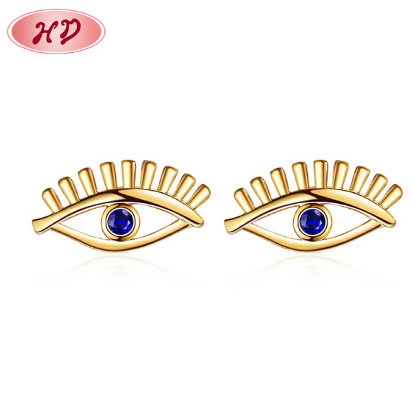 Fournisseur de bijoux fantaisie Amazon | Boucles d'oreilles à tige artificielles tendance « Mauvais œil » au design spécial | Boucles d'oreilles à tige en laiton plaqué or 18 carats avec oxyde de zirconium noir, bleu, blanc, vert pour femme