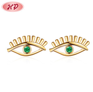 Amazon Fashion Jewelry Wholesale| Evil Eyes Trend Artificial Stud Earrings Special Design| 18k Gold Plated Brass Black Blue White Green Cubic Zirconia Ear Stud for Women