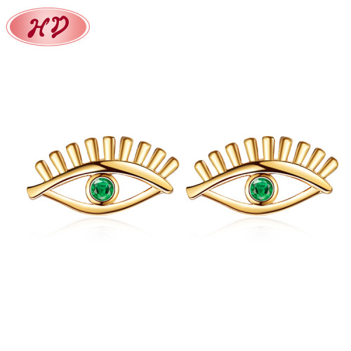 Amazon Fashion Jewelry Supplier| Evil Eyes Trend Artificial Stud Earrings Special Design| 18k Gold Plated Brass Black Blue White Green Cubic Zirconia Ear Stud for Women