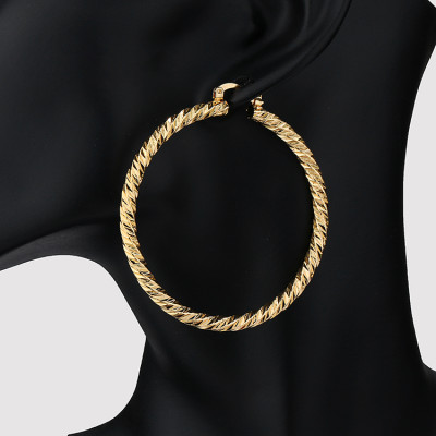 Top Best Selling Big Ear Hoops Wholesale| Classic Twisted Hoop Earrings Special Design| 18kt Yellow Gold Plated Brass High Polished