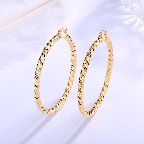 Top Best Selling Big Ear Hoops Wholesale| Classic Twisted Hoop Earrings Special Design| 18kt Yellow Gold Plated Brass High Polished