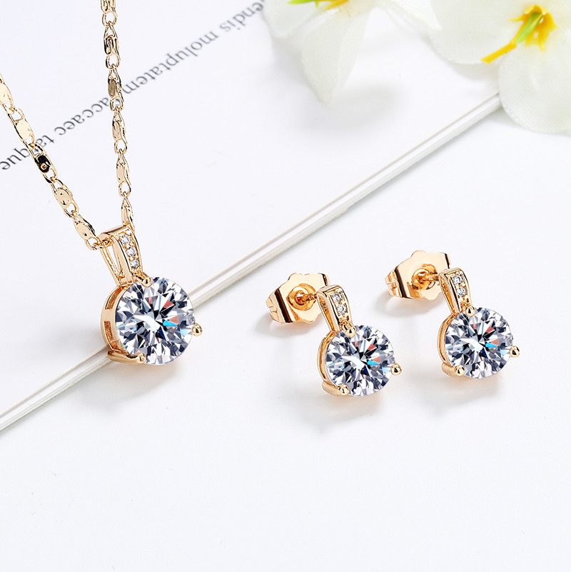 Classic One Stone CZ Jewelry Set