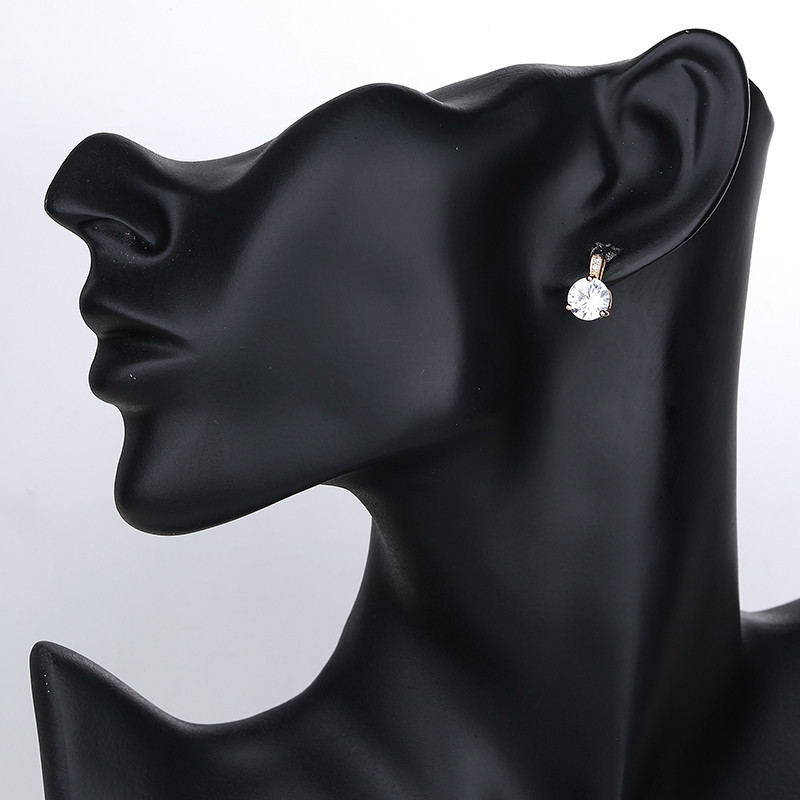 White Round Stone Stud Earring