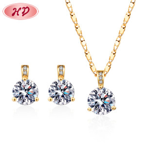 Wholesale Luxury 18K Gold Plated Aaa Zirconia | Hd Gemstone Red Women Jewelry Earrings And Necklace Sets For Gift