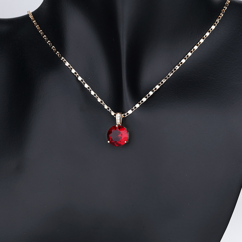 Red Round Stone Necklace