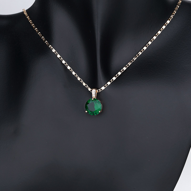 Green Round Stone Necklace