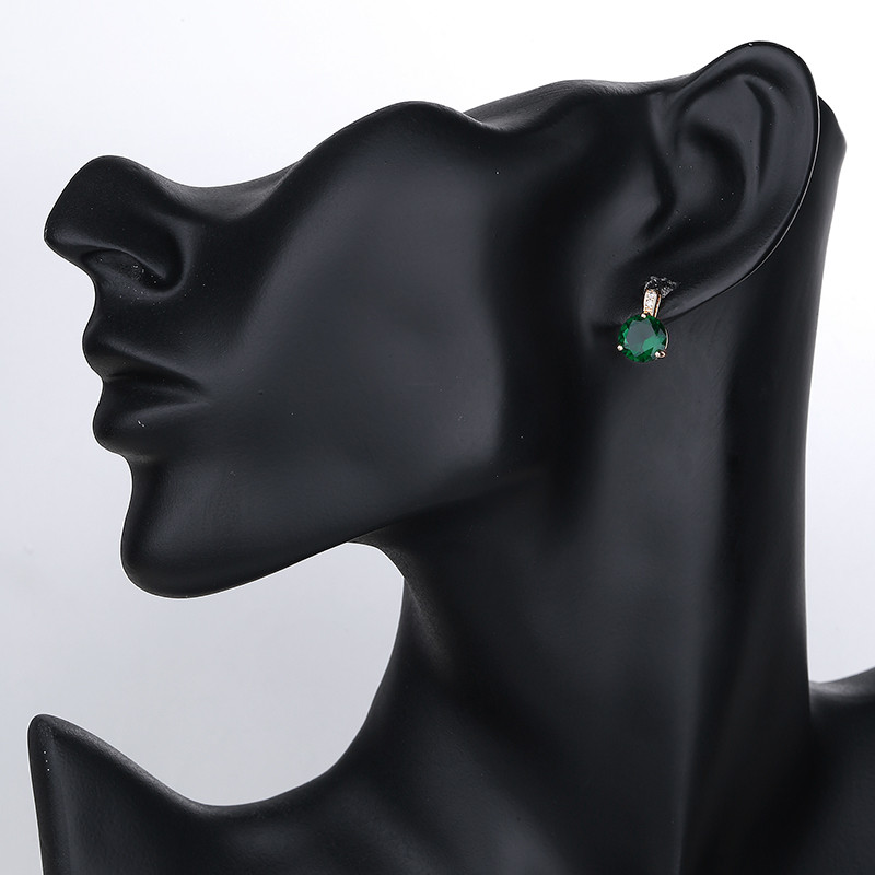 Green Round Stone Stud Earring