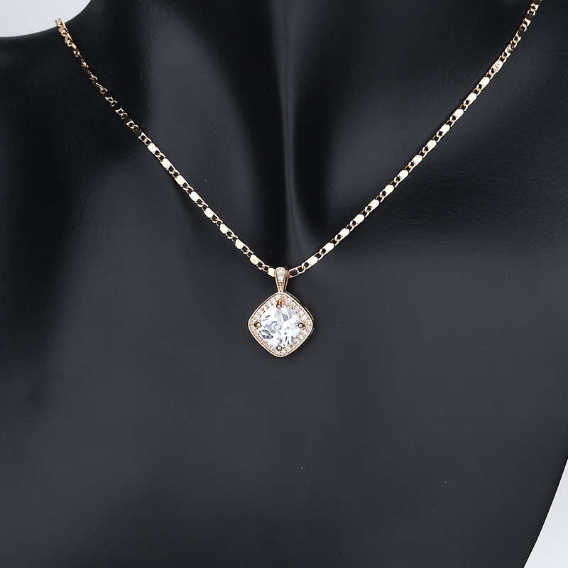 White Square Cubic Zirconia Necklace