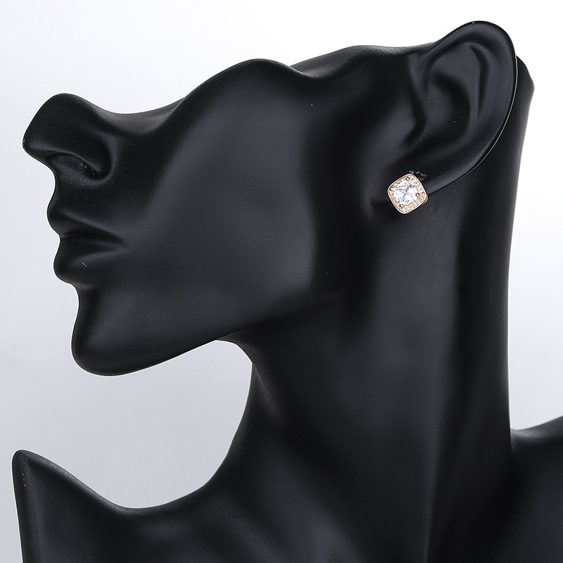 White Square Cubic Zirconia Earring