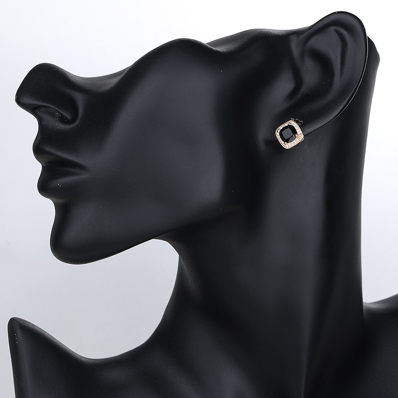 black square stone earring