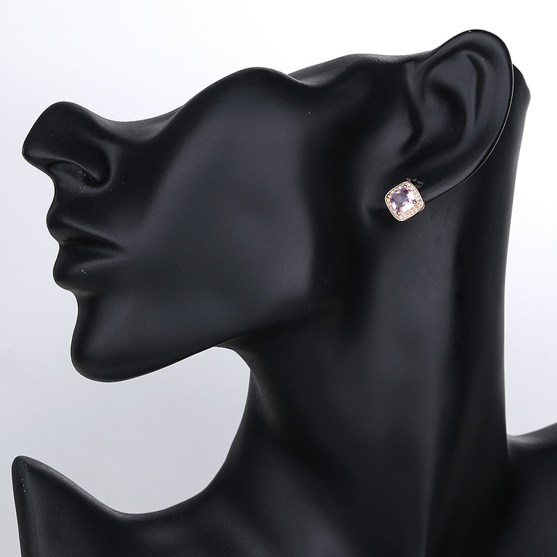 pink square stone earring