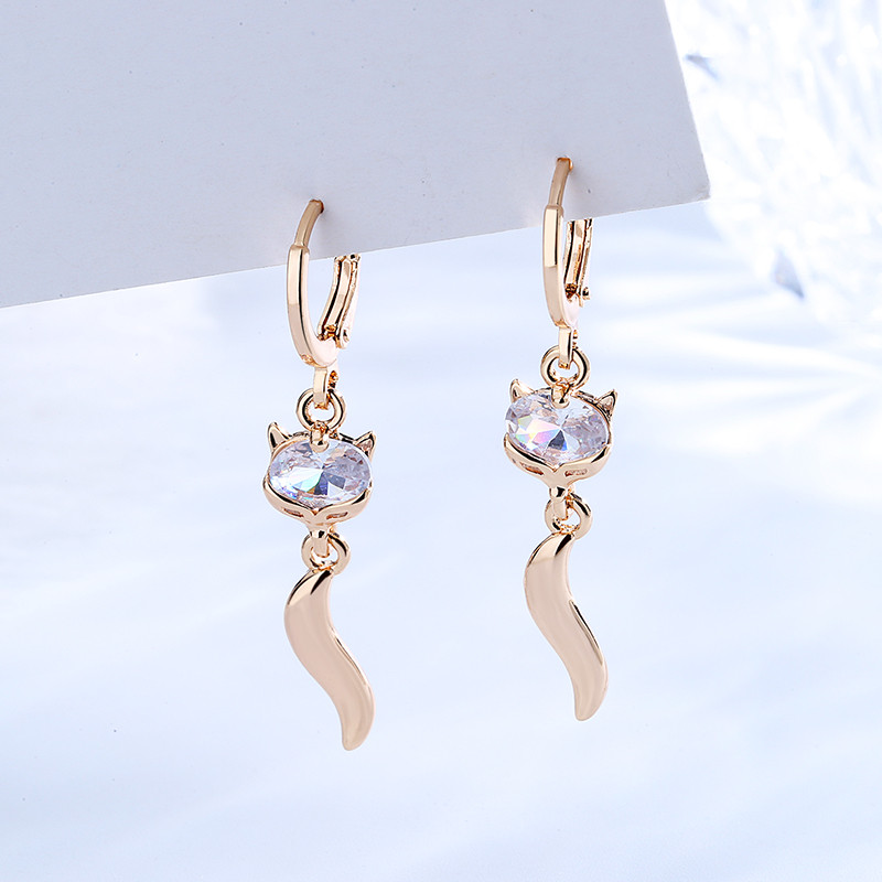 white fox drop earring