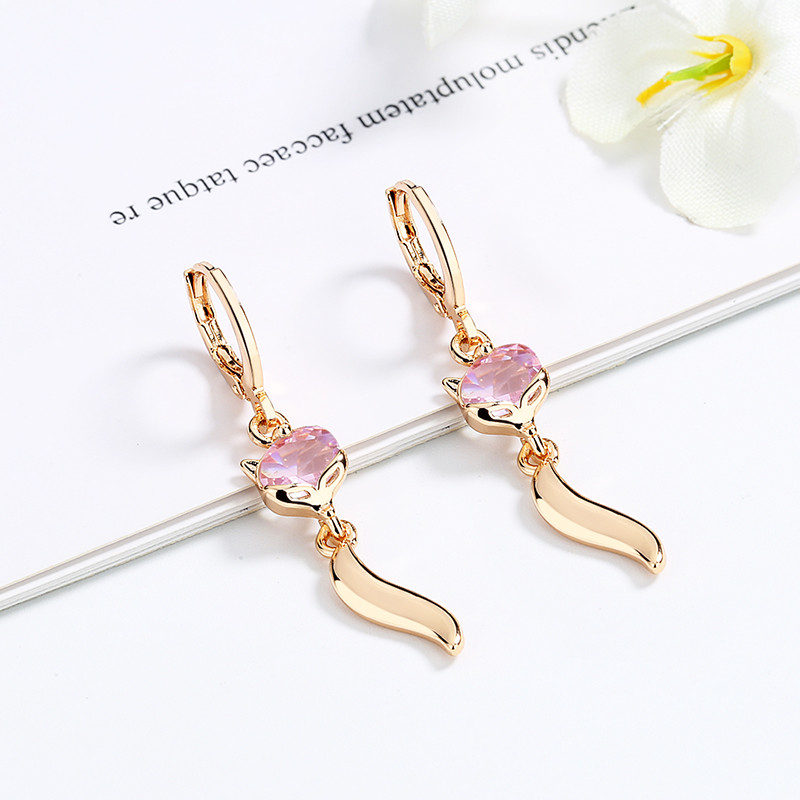 pink fox drop earring