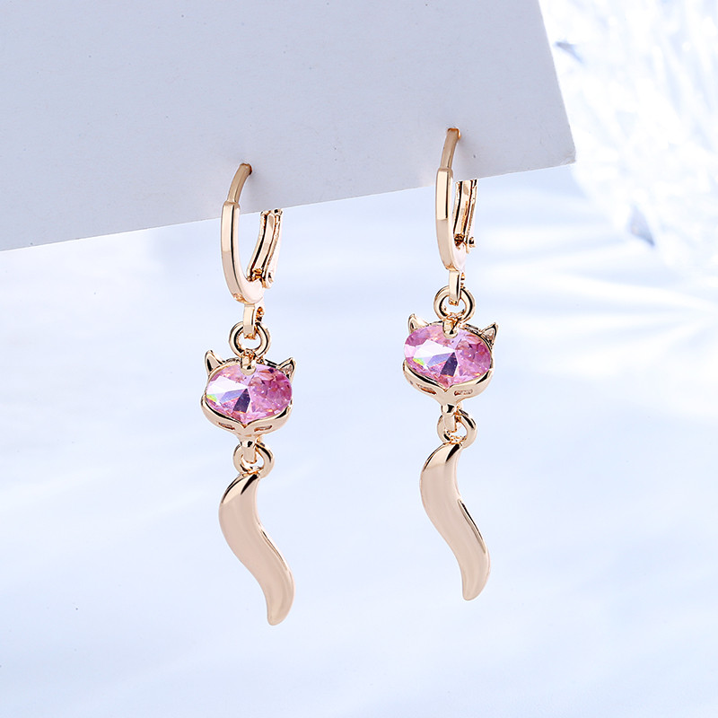 pink fox drop earring