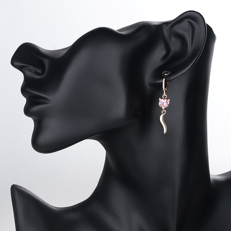 pink fox drop earring