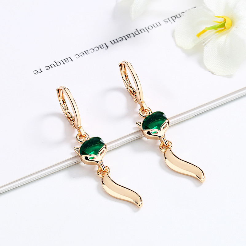 green fox drop earring