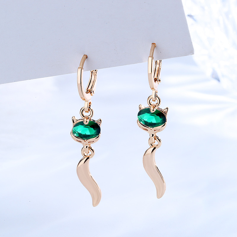 green fox drop earring