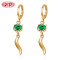 Wholesale Piercing Jewellery | Drop Wagging Tail Fox Earrings For Women | Pink Green Black White CZ | Quality Brass Fashion Jewelry by the Dozen