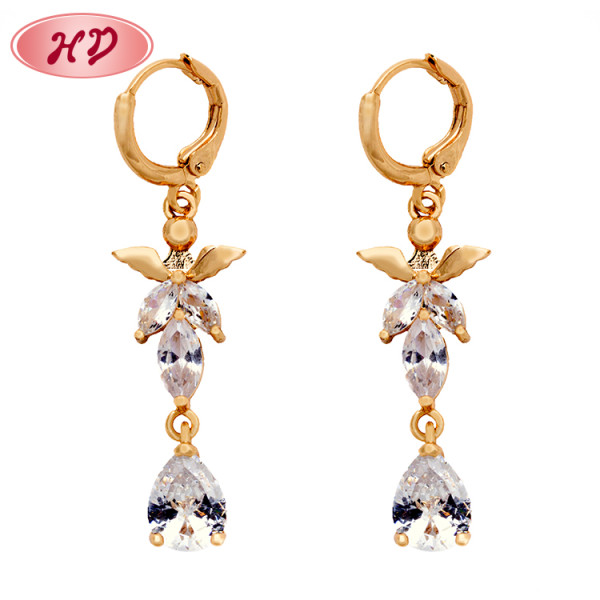 Factory Supply Jewelry | Mixcolor Clear Dainty Sparkling 18k Yellow Gold Plating Brass Branded Flower Drop Earrings | AAA Cubic Zirconia Jewellery Gift for Mother