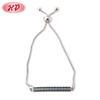 CZ Adjustable Chain for Women Men Sport Chains Black Blue Cubic Zirconia White Gold Plated Bracelets