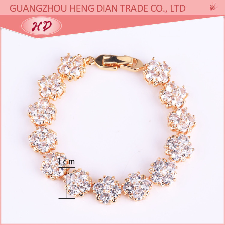 18k gold-plated cz flower bracelets