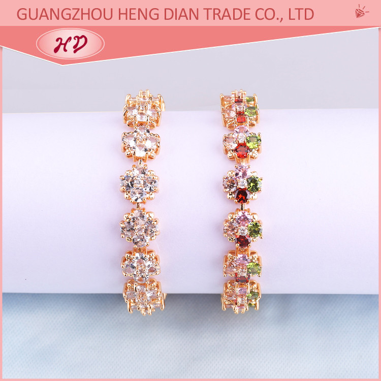 18k gold-plated cz flower bracelets