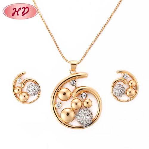Spiral Pendant Necklace and Stud Earrings Sets Zircon 18k Gold Plated Jewelery Sets Factory Price