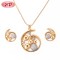 China Jewelry Sets Supply| Spiral Pendant Necklace and Stud Earrings Sets| AAA Cubic Zirconia 18k Gold Plated Jewellery Sets Factory Price
