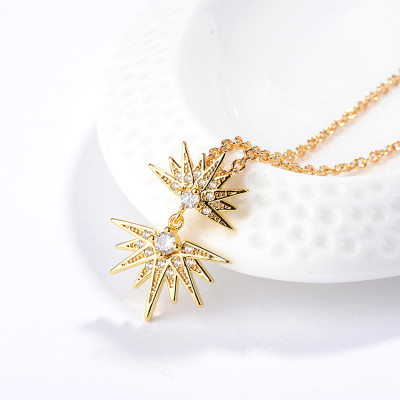 Custom Made| Punk Hip Hop Special Flashing Lightning Sunshine Apollo Separate Cubic Zirconia Pendant Necklace| Brass Yellow White Gold Plated Jewelry Rhodium