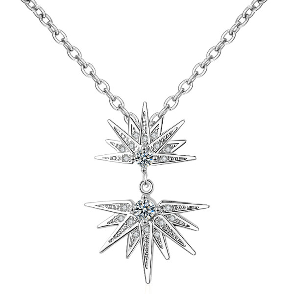 Collier sur mesure | Pendentif spécial punk hip-hop avec éclairs et soleil Apollo en oxyde de zirconium | Laiton plaqué or jaune et blanc rhodié