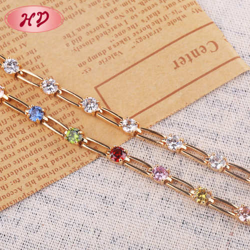 China Trendy Brace Lace Supplier| Simple Design Best Friend Bracelets |18k Gold Plated Jewelry with Colorful AAA Cubic Zircons
