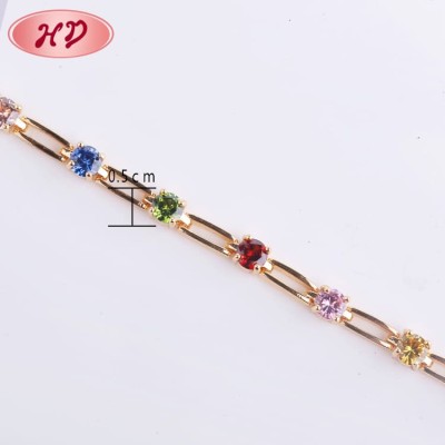 China Trendy Brace Lace Supplier| Simple Design Best Friend Bracelets |18k Gold Plated Jewelry with Colorful AAA Cubic Zircons