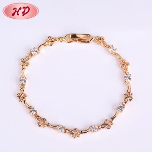 Bulk Bracelets in China| CZ Moon Hollow Lovely Elegant Design for Women| 18k Gold Plated Chain Bracelets with Multi Color Cubic Zirconia