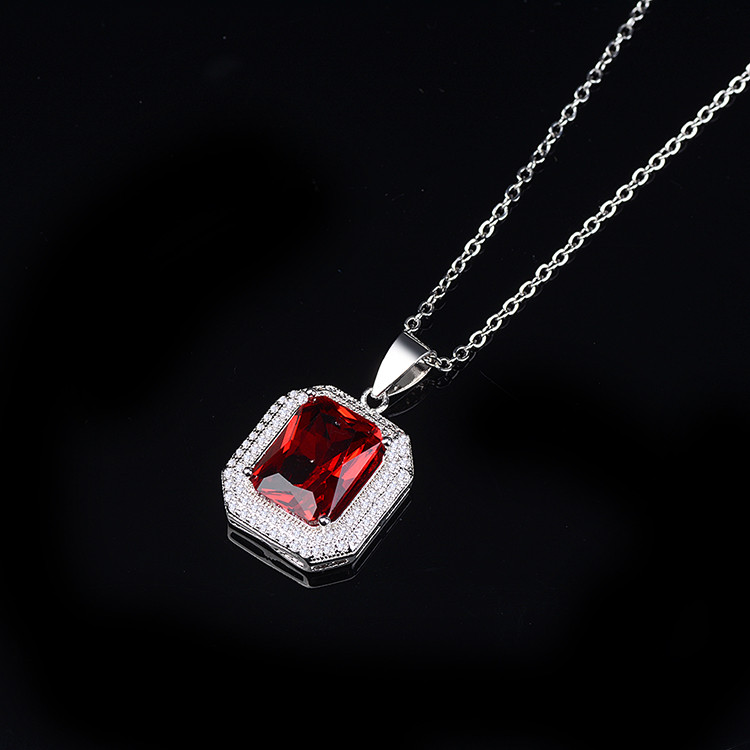 Red Stone Gold Plated Pendant Necklace